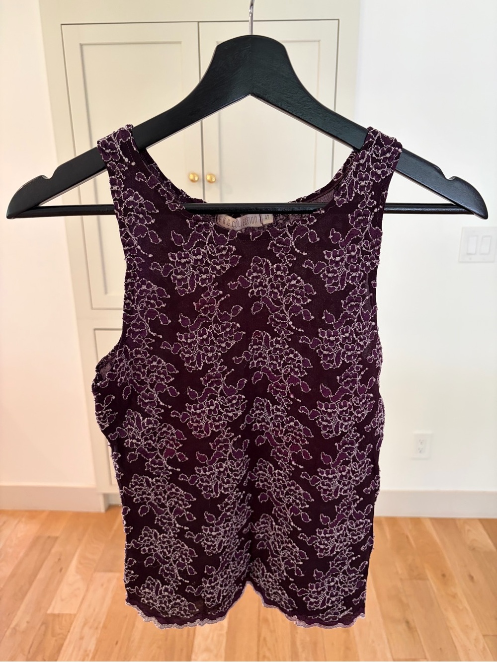 Vintage E.R.G. Collection Purple Floral Knit Tank Top